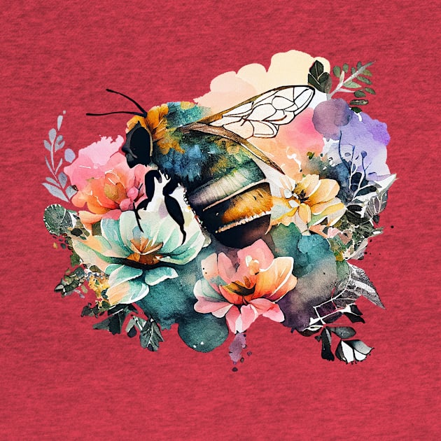 Floral Bee Watercolor 3.0 by CreativeDesignsx